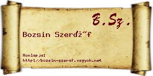 Bozsin Szeráf névjegykártya